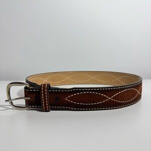 Vintage Torel Leather Cowhide Belt Brown Western Style Size 34/85 Made in USA